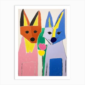 Colourful Kids Animal Art Coyote Art Print