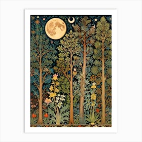 William Morris Moonlight In The Forest 128 Art Print