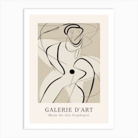 Galerie D'Art Abstract Line Art Figure Neutrals 8 Art Print