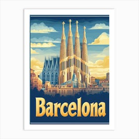 Aihrgdesign A Vintage Travel Poster Of Barcelona 1 Art Print