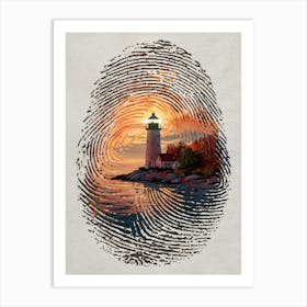 Fingerprint Lighthouse Art Print