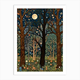 William Morris Moonlight Forest Art Print