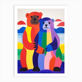 Colourful Kids Animal Art Sea Otter 1 Art Print