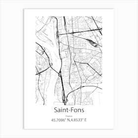 Saint Fons,France Minimalist Map Art Print