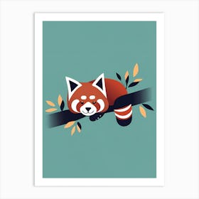 Red Panda Sleeping On A Branch Art Print