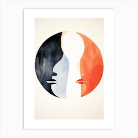 Two Faces In A Circle Art Print