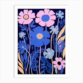 Blue Flower Illustration Cosmos 1 Art Print