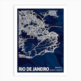 Rio De Janeiro Crocus Marble Map Art Print