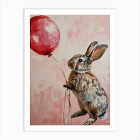 Cute Rabbit 5 With Balloon Art Print