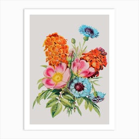Colourful Flowers Floral Illustration Art Print