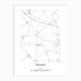 Issum,Germany Minimalist Map Art Print