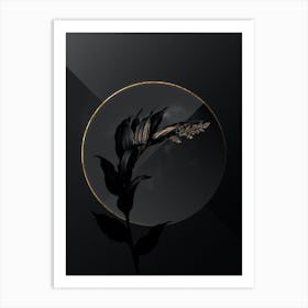 Shadowy Vintage Treacleberry Botanical on Black with Gold n.0012 Art Print