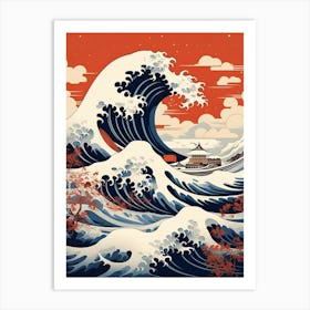 Tsunami Waves Japanese Illustration 1 Art Print