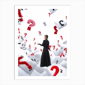 Abstract Human Concept Swirling In A Sea Of Confusion Marked By White Question Marks And Exclamation (3) Art Print