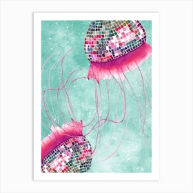 Disco Ball Jellyfish In Space Art Print