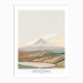 Mount Diablo Usa Color Line Drawing 6 Poster Art Print