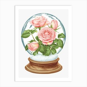 English Roses Painting Rose In A Snow Globe 1 Art Print