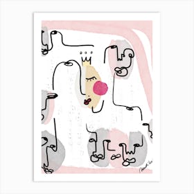 Abstract people about Connection And Protection Art Print