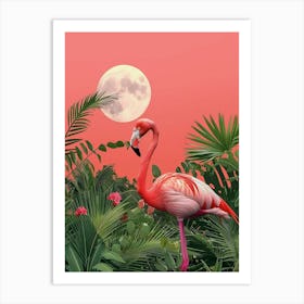 Greater Flamingo Yucatan Peninsula Mexico Tropical Illustration 1 Art Print