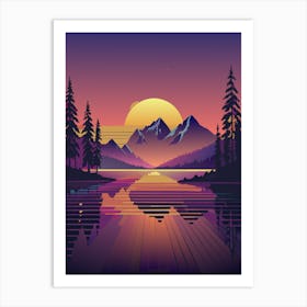 Sunset In The Mountains 90s style Art Print