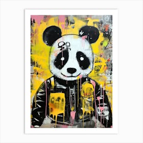 Street Panda Waltz: A Graffiti Tribute to Basquiat style Art Print
