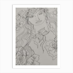 Pen drawing butterfly princess 2 Art Print