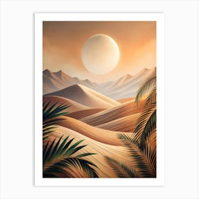 Desert Landscape With Palm Trees 7 Art Print