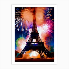 Happy New Year Eiffel Tower, 2025 Art Print