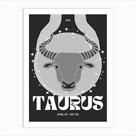 Black Zodiac Taurus Art Print