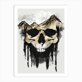 Skull With Mountains Art Print