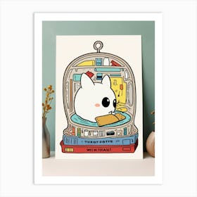 Cat In A Book Art Print