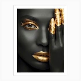 Black Woman With Gold Nails 1 Art Print