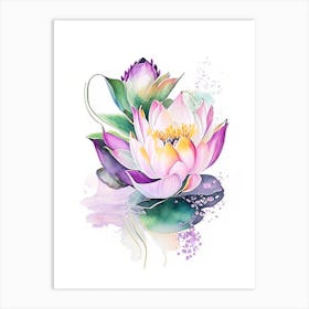 Lotus Flower Bouquet Watercolour 2 Art Print