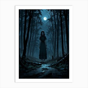 Girl In The Woods 4 Art Print