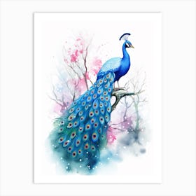 Watercolour Peacock 3 Art Print