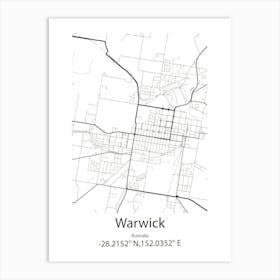 Warwick,Australia Minimalist Map Art Print