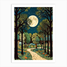 William Morris Full Moon In The Forest 10 Art Print