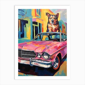 Chevrolet Chevelle Vintage Car With A Dog, Matisse Style Painting 1 Art Print