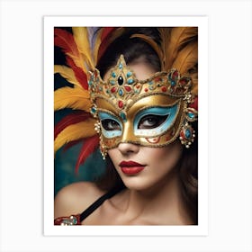 A Woman In A Carnival Mask (32) Art Print