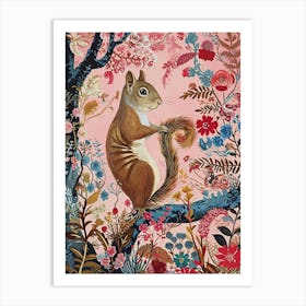 Floral Animal Painting Squirrel 2 Art Print