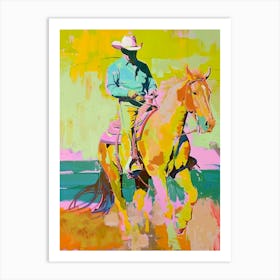 Pink And Yellow Cowboy Painting 2 Art Print