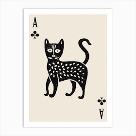 Playing Cards Cat 1 Black And White 4 Art Print