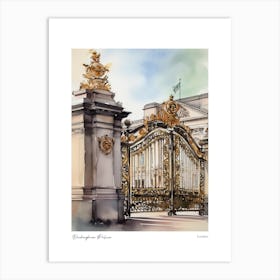 Buckingham Palace, London 2 Watercolour Travel Poster Art Print