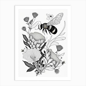 Bees 1 William Morris Style Art Print