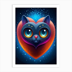 Cat In A Heart Art Print