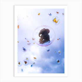 Baby Elephant Bubble Art Print