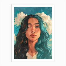 Girl With Blue Hair 15 Art Print