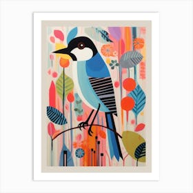 Colourful Scandi Bird Carolina Chickadee 3 Art Print