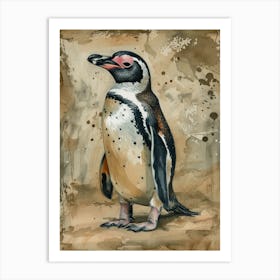 Humboldt Penguin Robben Island Watercolour Painting 1 Art Print