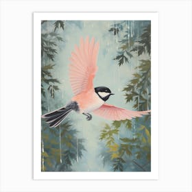 Vintage Japanese Inspired Bird Print Carolina Chickadee 4 Art Print